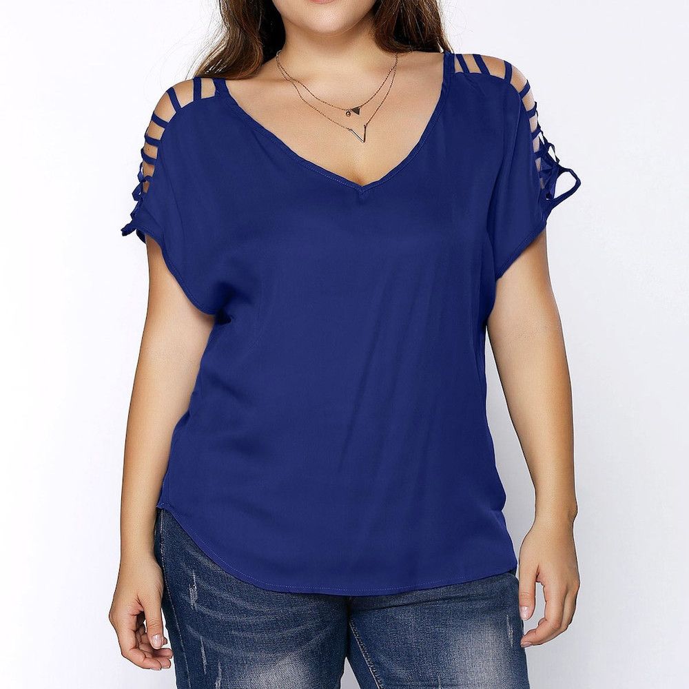 Compra Tallas Grandes Moda Mujer Chiffon Manga Hueca Camiseta Sólida Tops  Camisas De Manga Corta Blusas Tops Blusa Verano Blusa Mujer Barato |  Entrega Rápida Y Calidad | Es.Dhgate