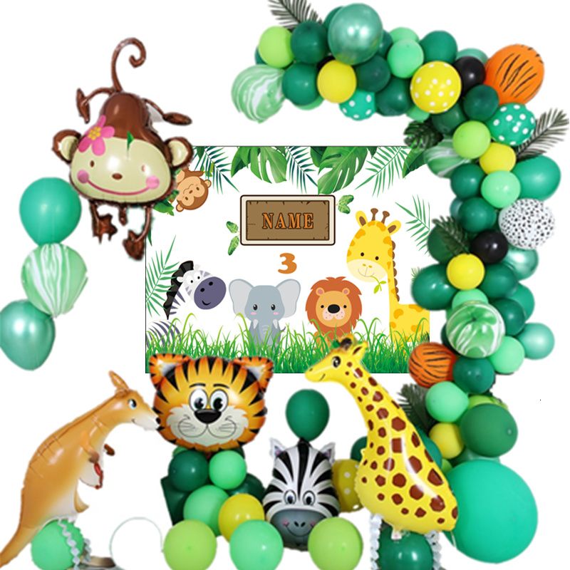 Download Balloons Decoration Kids 1st Birthday Safari Animal Balloon Arch Kit Wildlife Giraffe Green Balloon Garland Customize Baby Name Cj191203 From Quan09 33 98 Dhgate Com