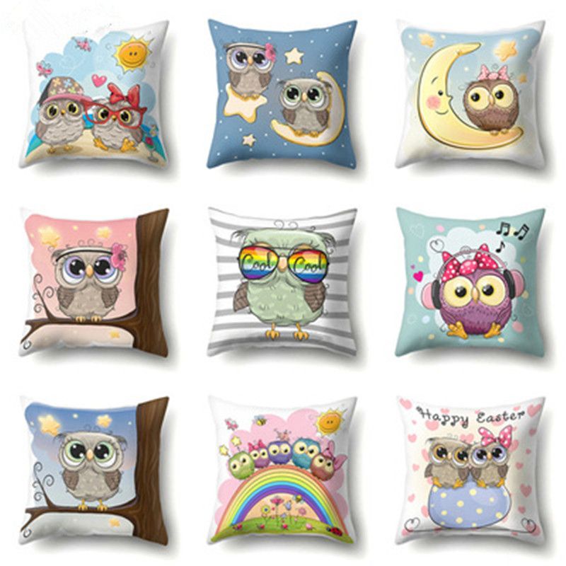 Cartoon Animals Polyester Print Cushion Cover Pillow Case Home Sofa Throw Decor