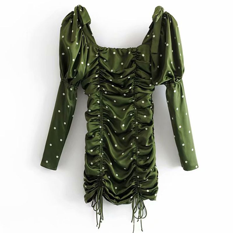 sexy square neck polka dot bodycon dresses