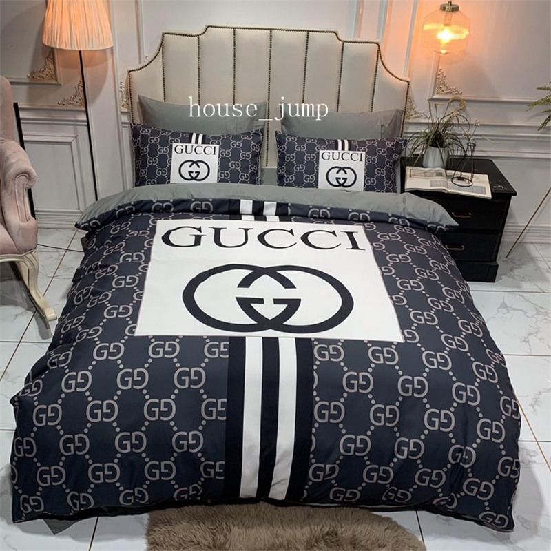 Black Bedding Sheet Duvet Cover 2 Pillowcases Home Textiles