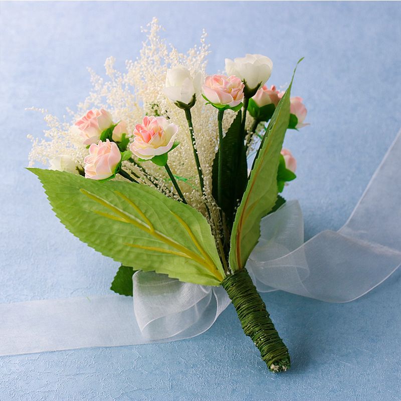 Janevini Fleurs Artificielles Exterieur Bride Flower Bouquet Holder Artificial Bridal Wedding Bouquet 2019 Cheap Bridesmaid Groom Broochs Wedding