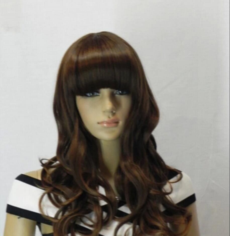 long dark brown cosplay wig