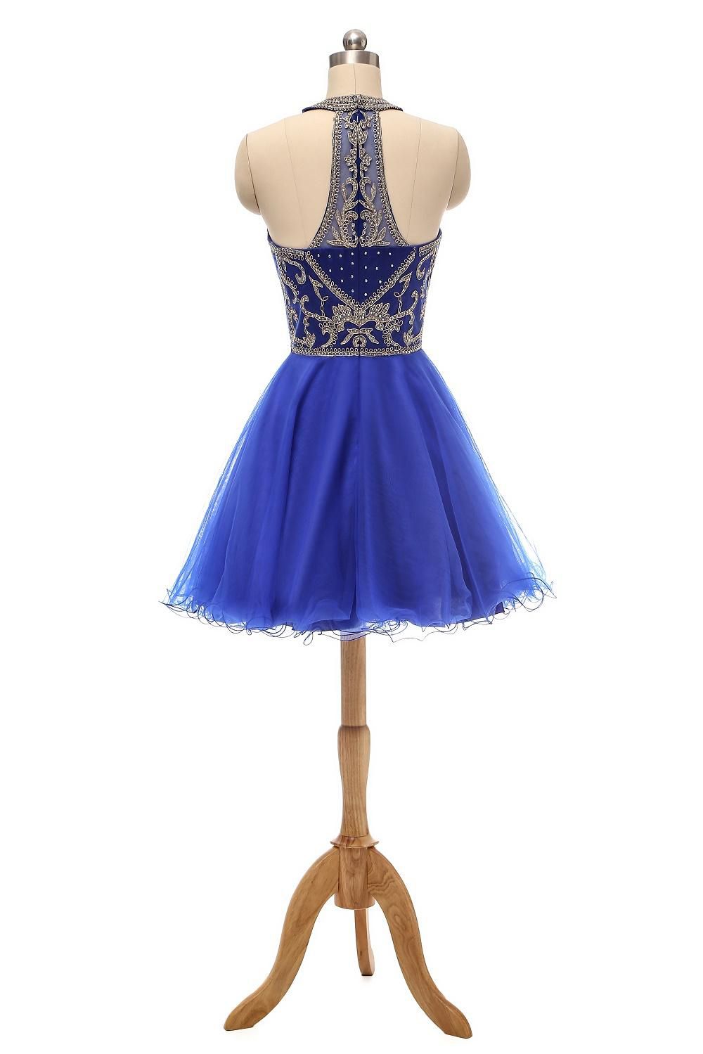 blue and gold cocktail dress