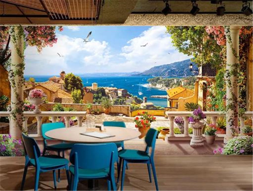 Hd Wall Paper Decoration Bar Ktv Retro European Landscape Images, Photos, Reviews