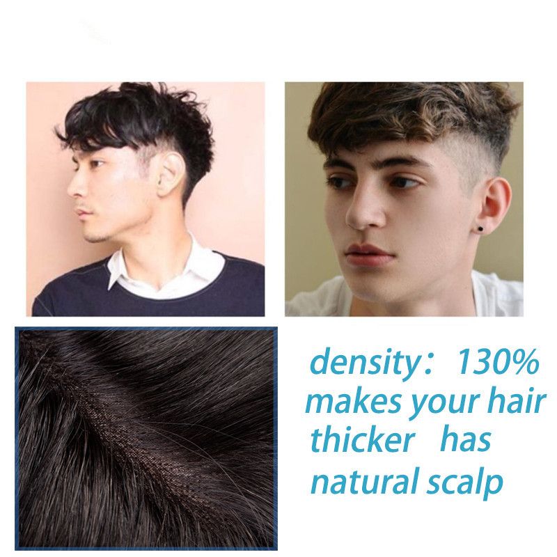 2019 8 10 6 Inch Lace And Mono And Pu Base Men Toupee Pure Color