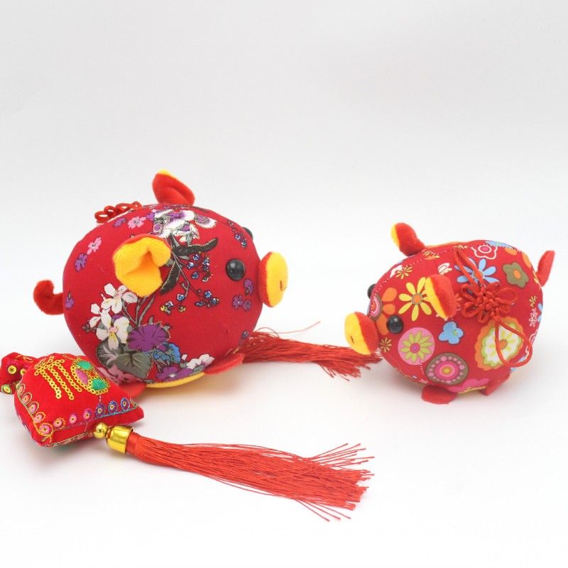 Mascot chinese knot flower pig plush pendant jubilation for kids plush toy doll 