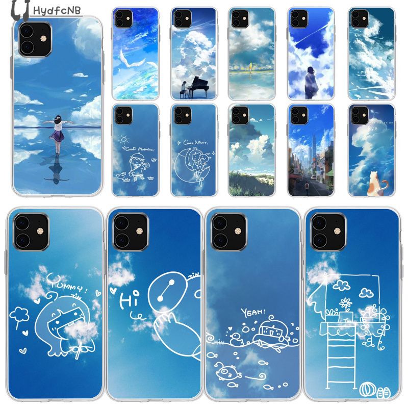 De Lujo cielo azul suave silicona funda para iPhone x XR XS Max 5 De Lujo cielo azul suave silicona funda para iPhone x XR XS Max 5
