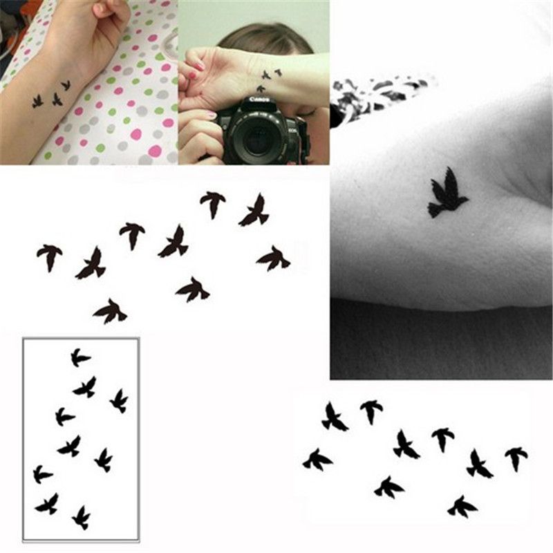 Temporary Tattoos 10cm Wrist Tattoo Disposable Design Black Birds Women Beauty Cool Girl Body Sticker For Temporary Tattoos 10cm Wrist Tattoo Disposable Design Black Birds Women Beauty Cool Girl Body Sticker For