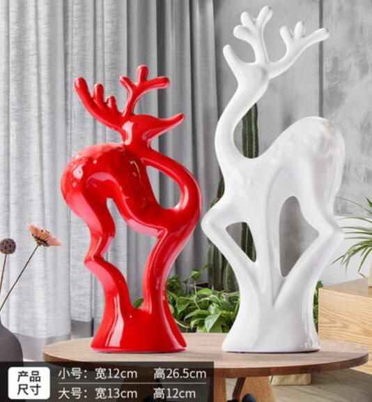 2019 Home Living Room Wine Cabinet Frame Porch Bedroom Decorations Red And White Sika Deer Ceramic Home Decoration Ornaments From Dong1221 34 17