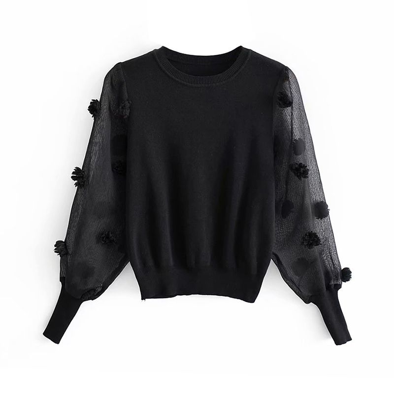 Compra Chic Negro Pulóver Mujer Malla Patchwork Suéter 2020 Transparente  Manga Larga Elegante Punto Jumper Mujer Casual Cuello Redondo Superior  Barato | Entrega Rápida Y Calidad | Es.Dhgate