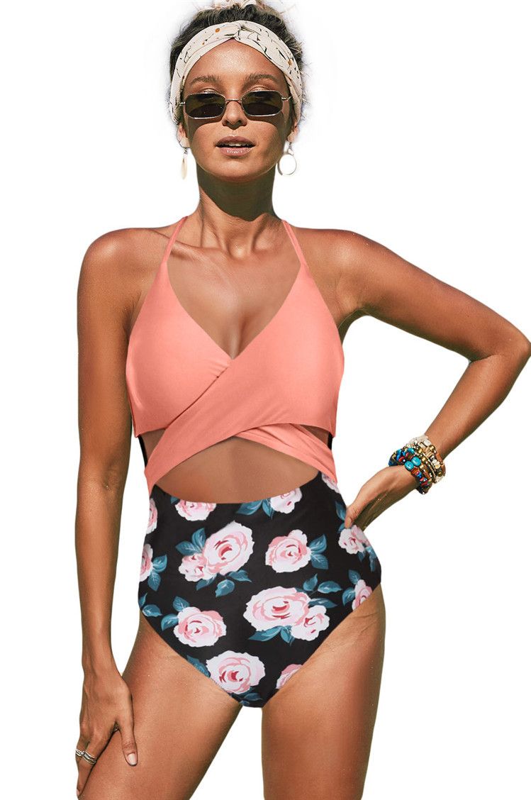 high waisted flamingo bikini