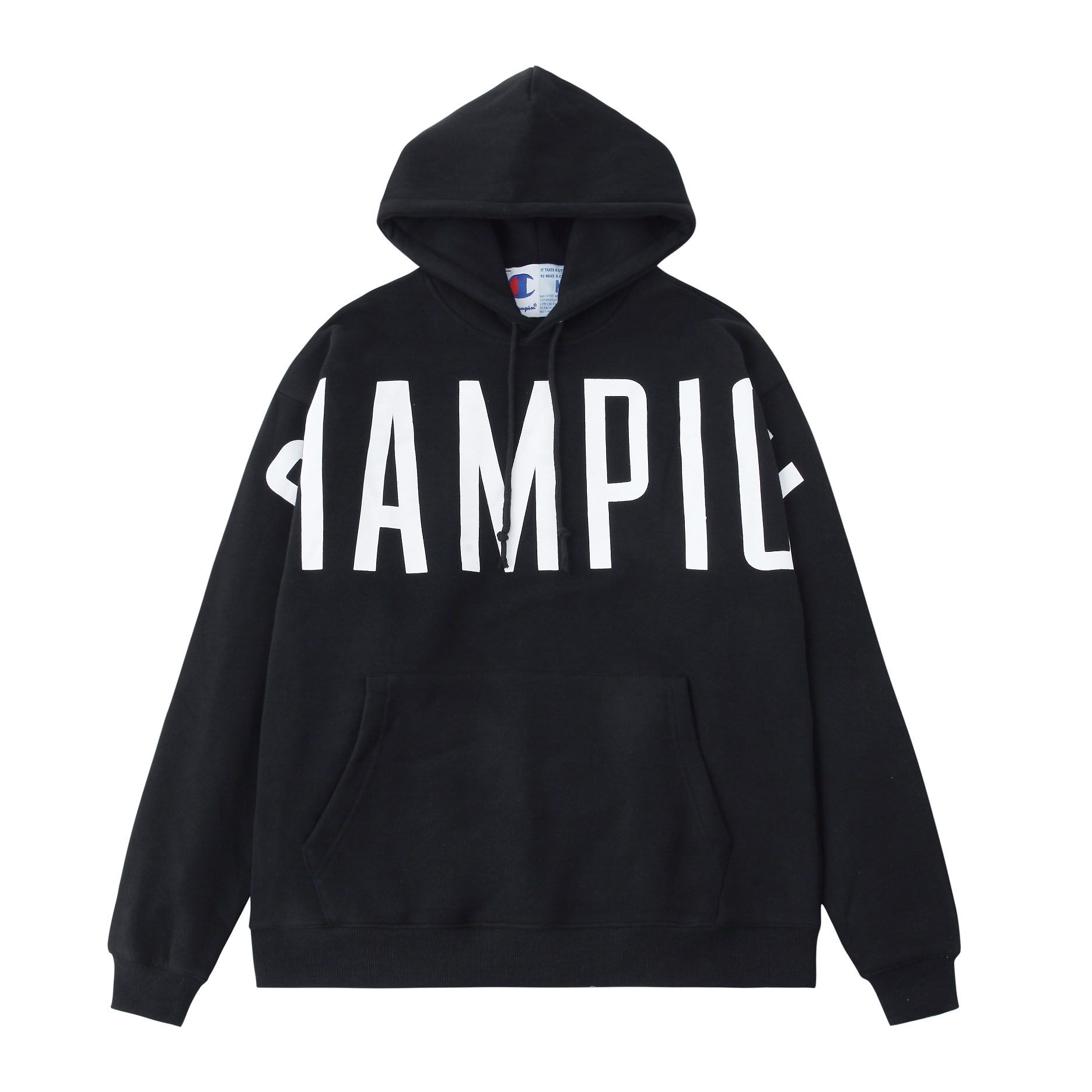 champion sueter negro letra