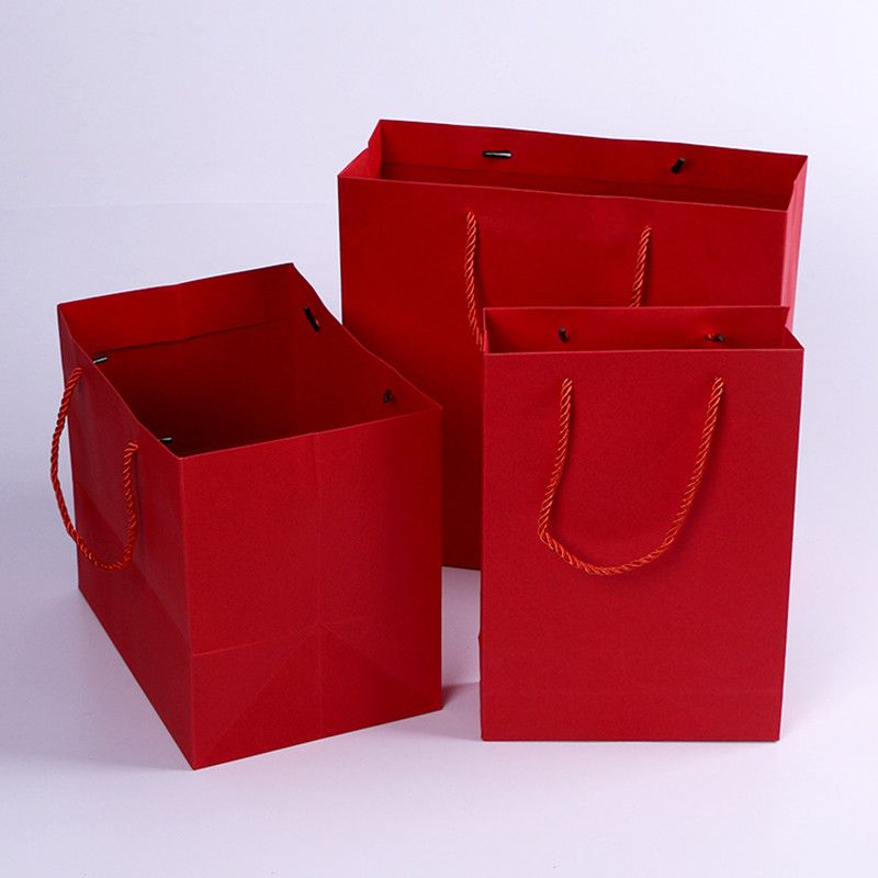 Download Red Paper Storage Bag With Handle Wedding Party Gift Bags ...