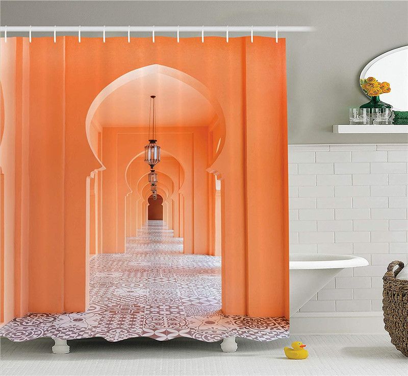 2020 Arabian Shower Curtain Moroccan Walkway With Asian Motifs And