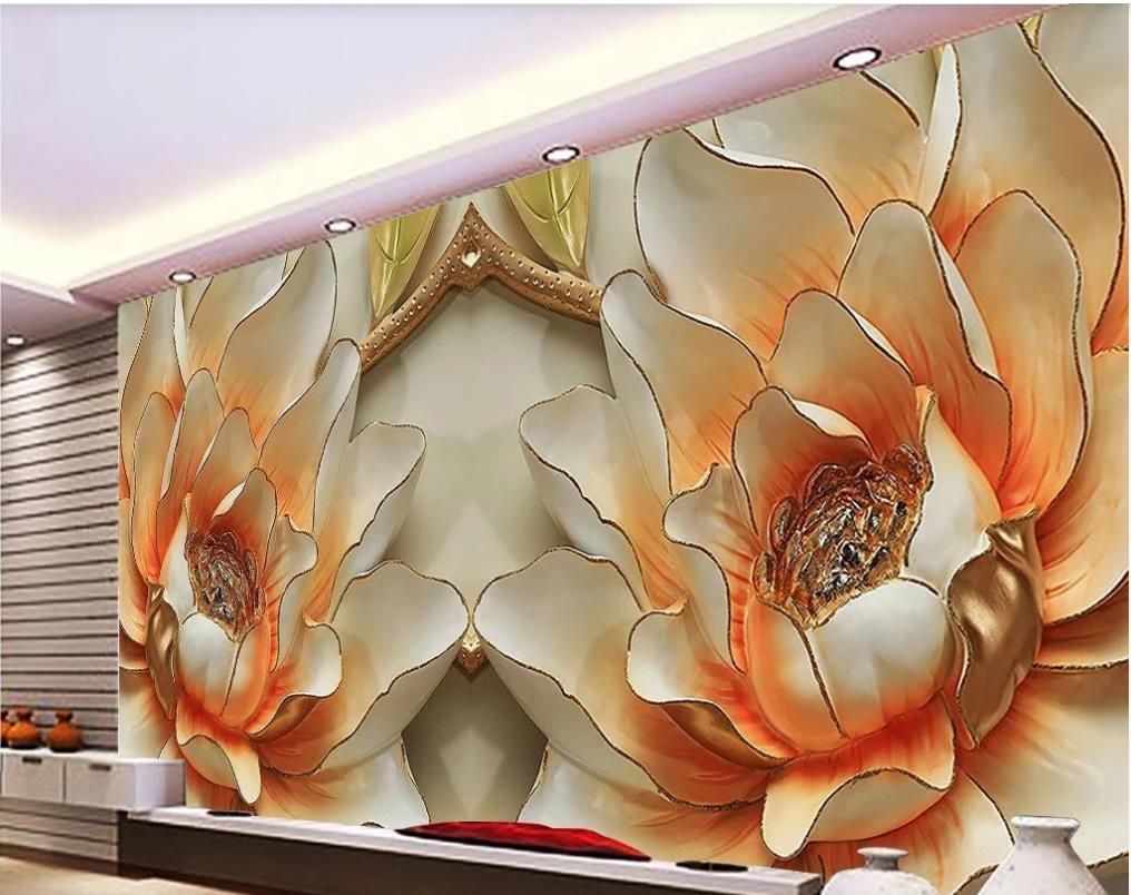 3d Wallpapers Flower Relief Background Wall Peony Relief Wallpapers