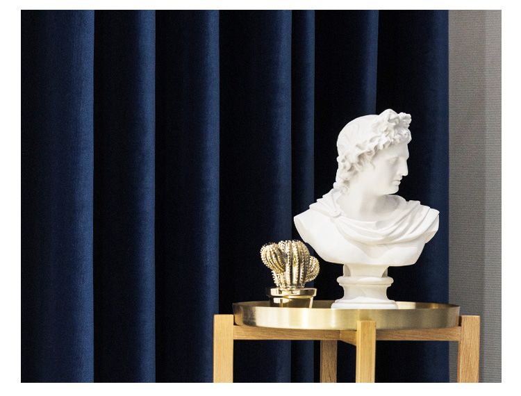 2019 Modern Scandinavian Style Velvet Dark Blue Curtain Light