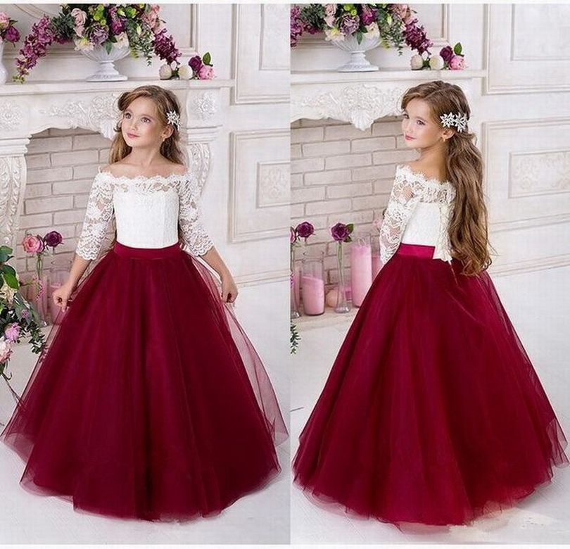 Compra Princesa Vestido De Flores De Las Muchachas Del Cordón De Bola Medio  De La Manga Del Vestido De Tul Barato De China La Primera Comunión Dresse  Barato | Entrega Rápida Y