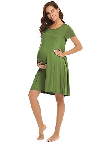 Ekouaer Women Maternity Dress Loose Fit Short Sleeve Simple