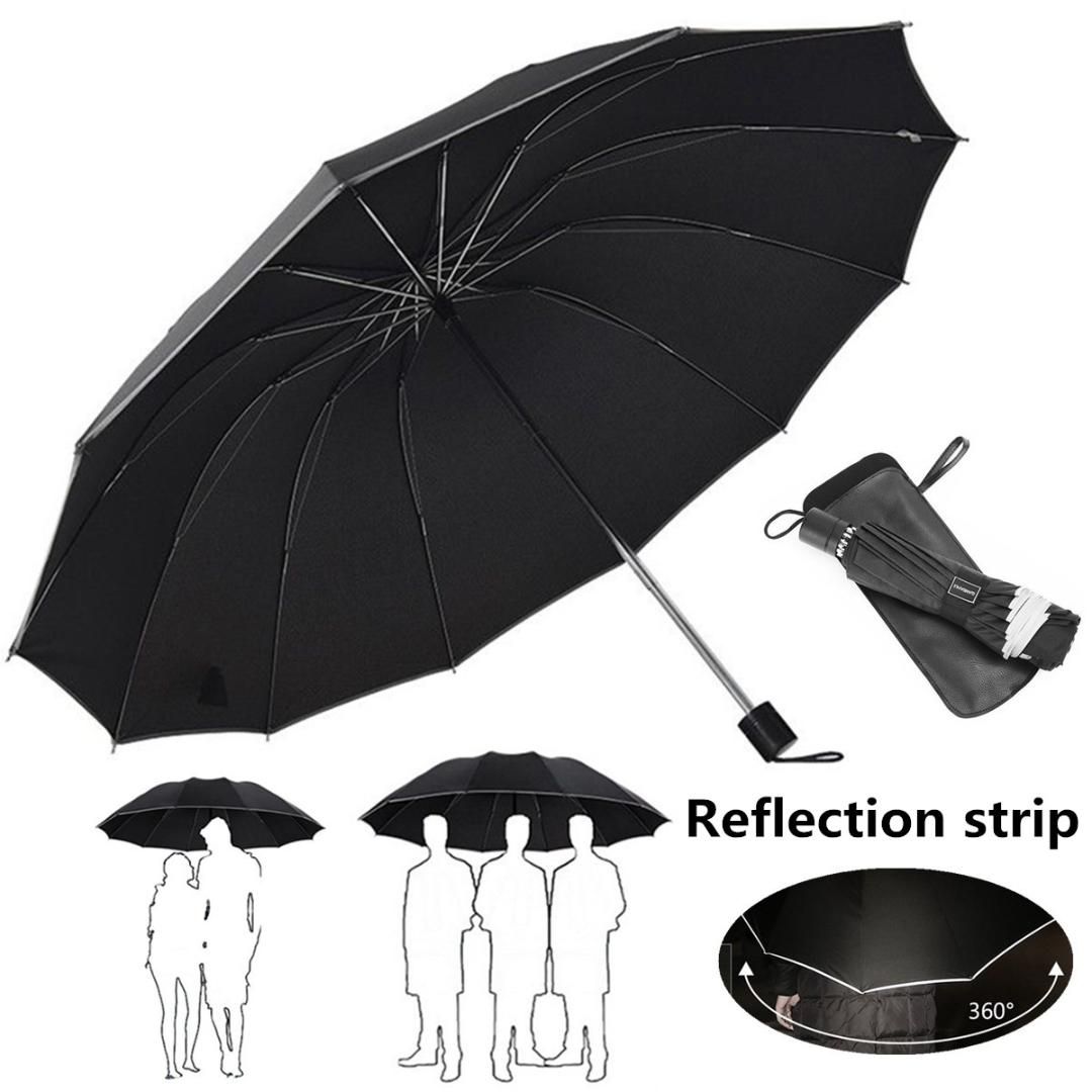 60" grand parapluie double Taille Hommes Femmes Pluie Protection Coupe-vent grand dôme Poignée 