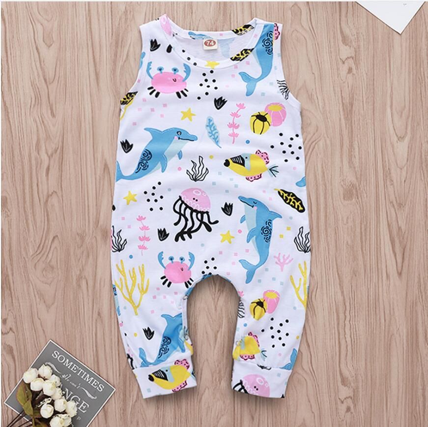 Acheter Fille Dauphin Meduse Impression Barboteuse Bebe Ete Blanc Jersey Sans Manches Enfants Vetements One Piece Zht 0 De 21 4 Du Sophie0106 Fr Dhgate Com