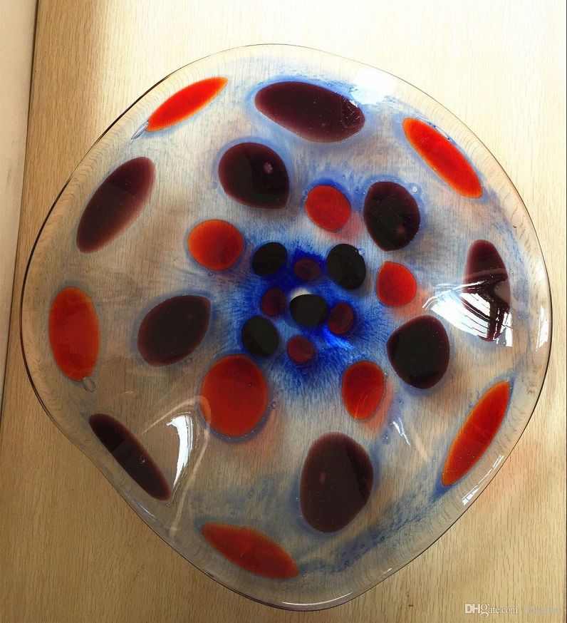 Elegant Art Decor Luxury Hand Blown Glass Hanging Plates For Wall