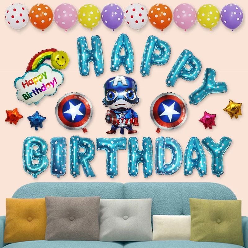 Acheter Pas Cher Decorations Danniversaire Pour Les Enfants Joyeux Anniversaire Ballons Captain America Theme Pas Cher Parti Fournitures Ensemble Tout En Un P Y Compris Banniere Drapeaux Du 9 97 Fr Dhgate