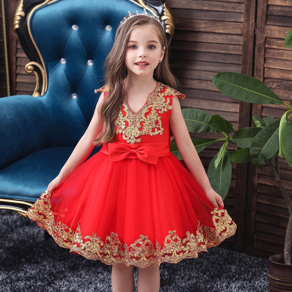 Muium Toddler Baby Girls Bowknot Wedding Bridesmaid Pageant Princess Dress Outfits for 3-9 Years Old