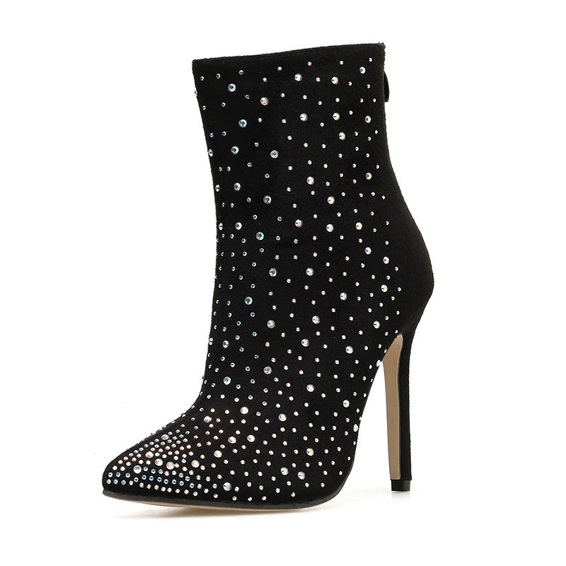 rhinestone black booties