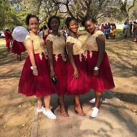 bridesmaid dresses maroon and gold