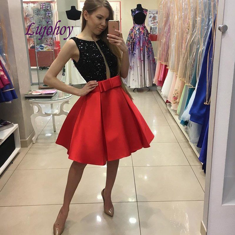 red and black semi formal dress