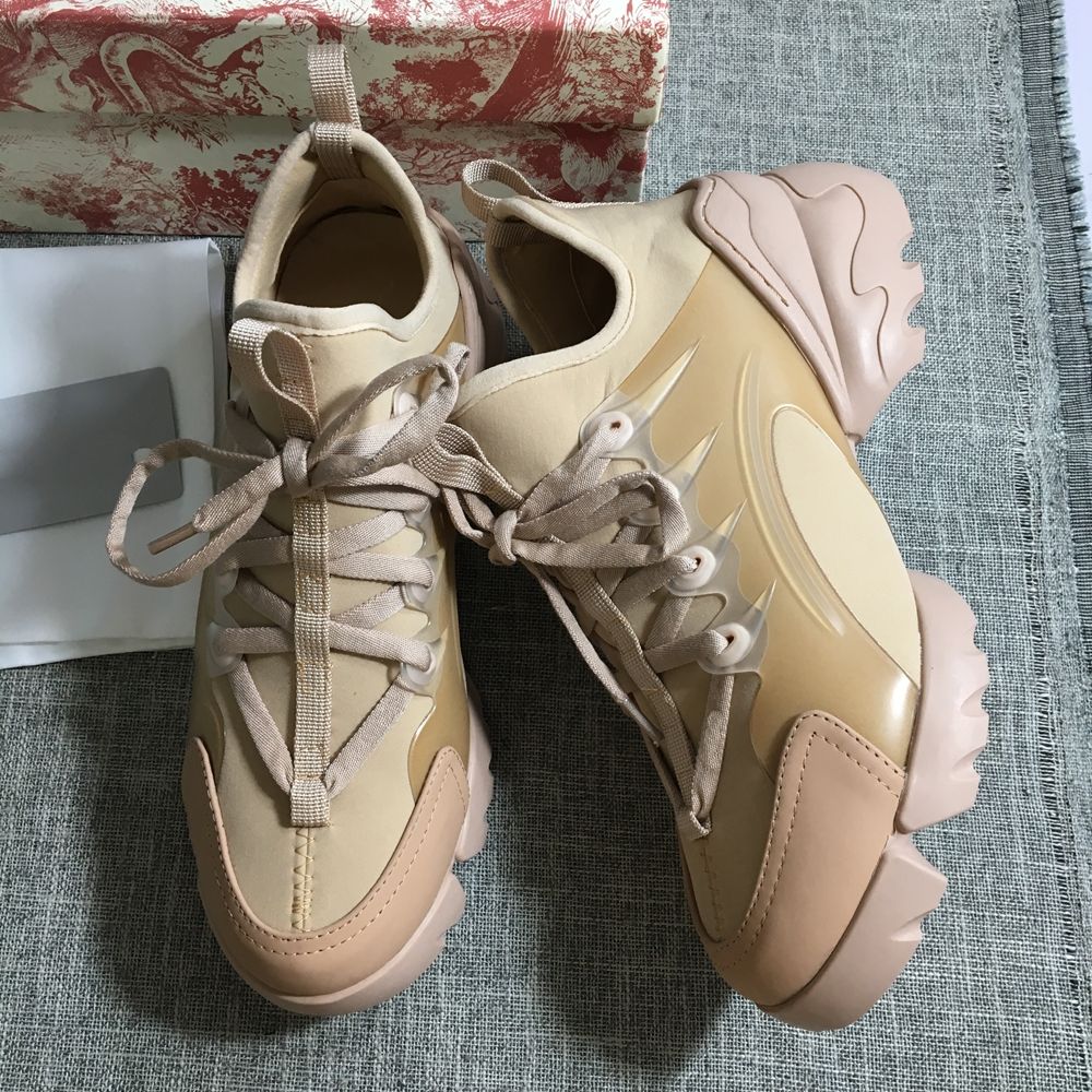 white and nude trainers