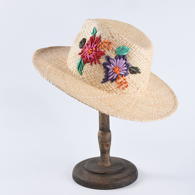 Embroidered wide brim hat Clearance