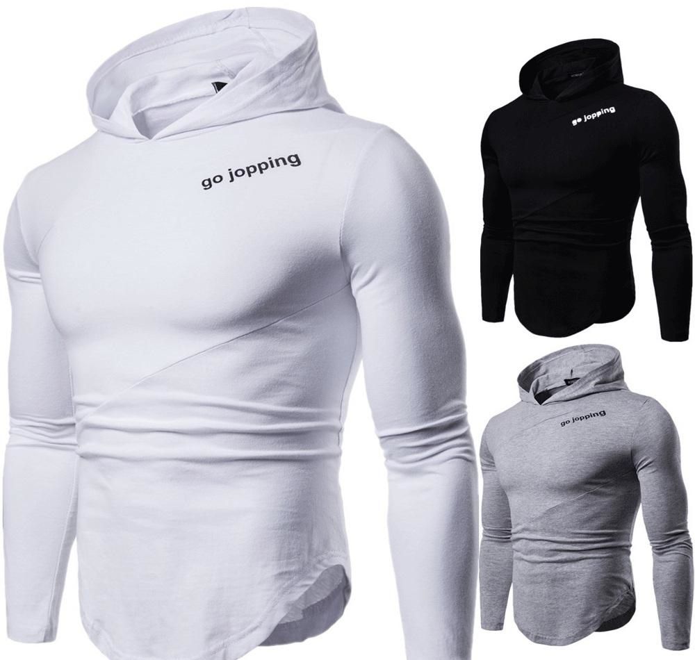 Men Hoodie Muscle Long Sleeve Bodybuilding Hoody Gym Tops Hooded Shirt Jumper US
