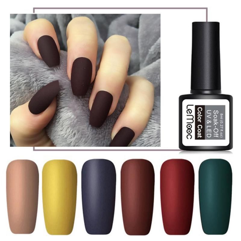 LEMOOC 8ml Nail Art UV Gel Matte Top Coat Nail Polish Semi Permanent