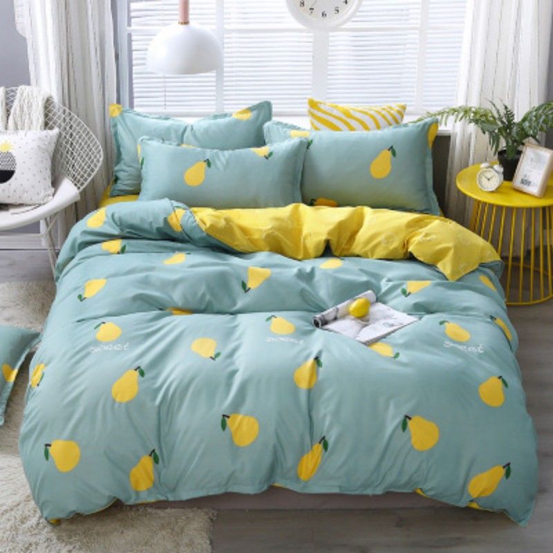 Blue Yellow Pear Fashion Duvet Cover, Blue And Yellow Twin Bedding