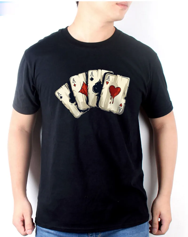 Mens Poker Playing Cards 3D Printed Casual T-Shirts Short Sleeve Club Basic Tops