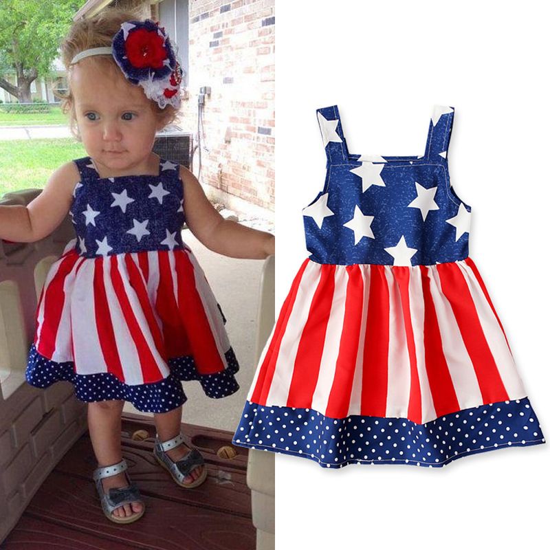Vestido De La Bandera Americana Para Niñas Cuatro De Julio México | :443 Vestido De La Bandera Americana Para Niñas Cuatro De Julio México | :443
