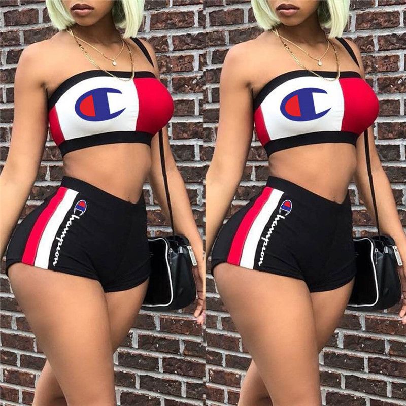 champion tube top and shorts set off 55 