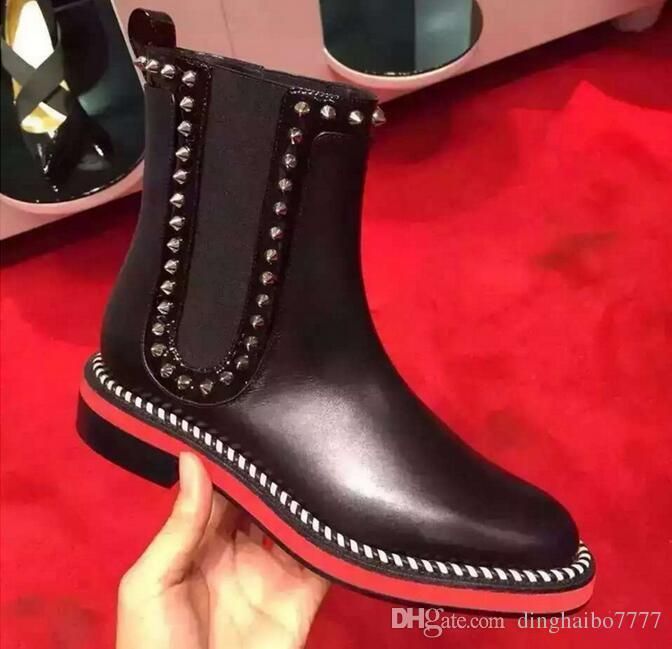 red bottom flat boots