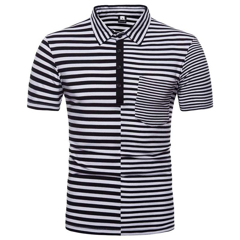 NEW MENS POLO SHIRT STRIPED SHORT SLEEVE CASUAL WORK T SHIRT TOP SIZE S 2XL