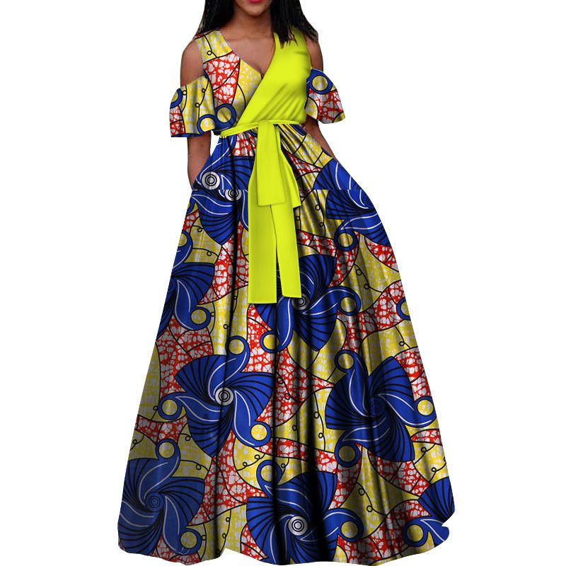 Gunst energie Zwart Mode Afrikaanse Wax Print Jurken Voor Dames Bazin Riche 100% Katoen V Hals  Tutu Jurk Vestidos Afrikaanse Design Kleding WY3376 Van 45,71 € | DHgate