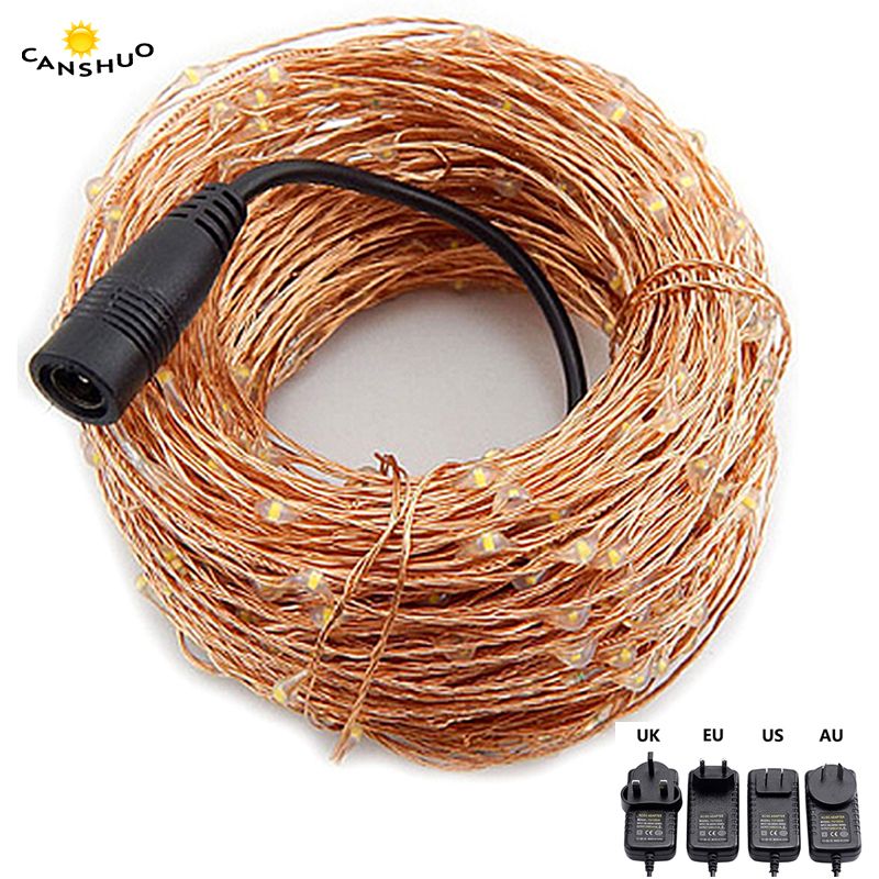 50m 500leds Copper Wire String Lights Christmas Tree Decoration Dc 12v With Plug Lamp Garland Fairy Light Luces Led Decoracion 12v Led Strip Lighting
