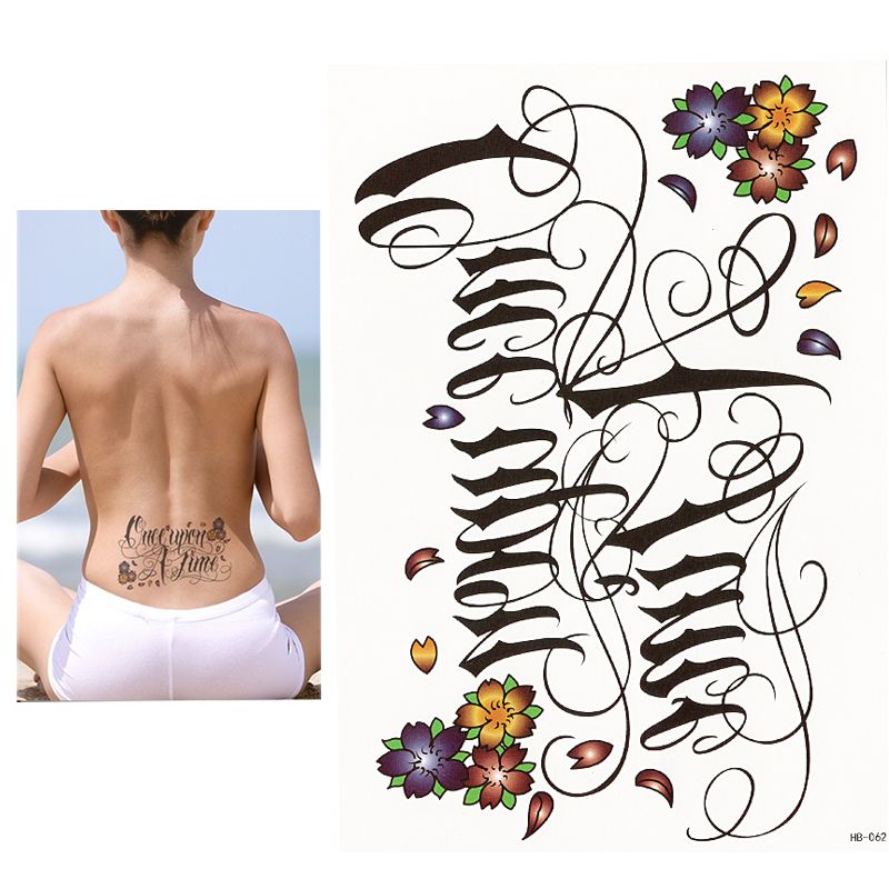 Temporary English Word Tattoo Stickers Black Letters Feather Body Art Temporary English Word Tattoo Stickers Black Letters Feather Body Art