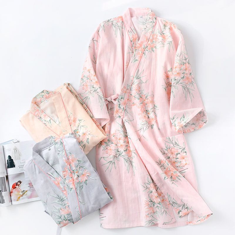 cotton kimono robe long