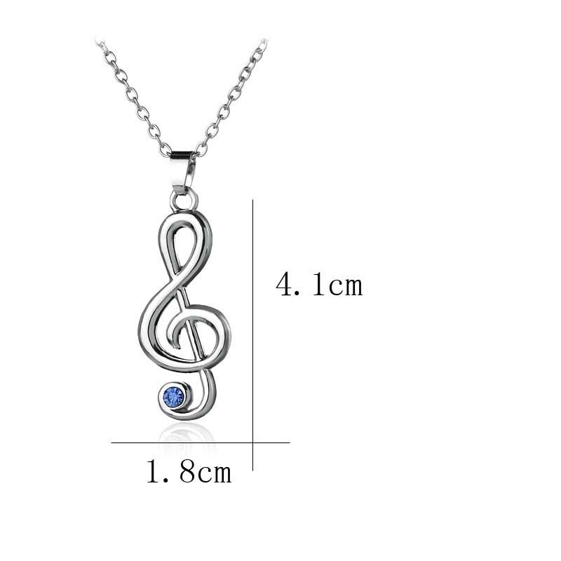 Fashion Womens Jewelry Charms Rhinestone Musical Note Pendant Chain Rose Gold Plated Necklace