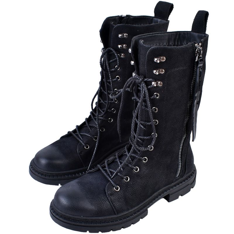 long black lace up boots