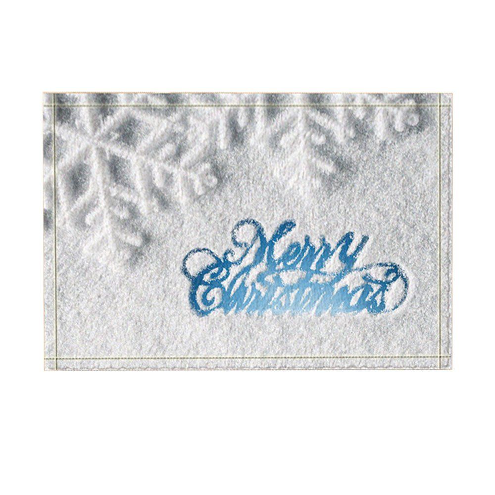 New Year Decor Merry Christmas Title On Snow Bath Rugs Non Slip
