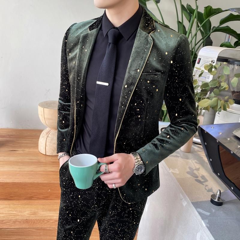 green blazer with black shirt