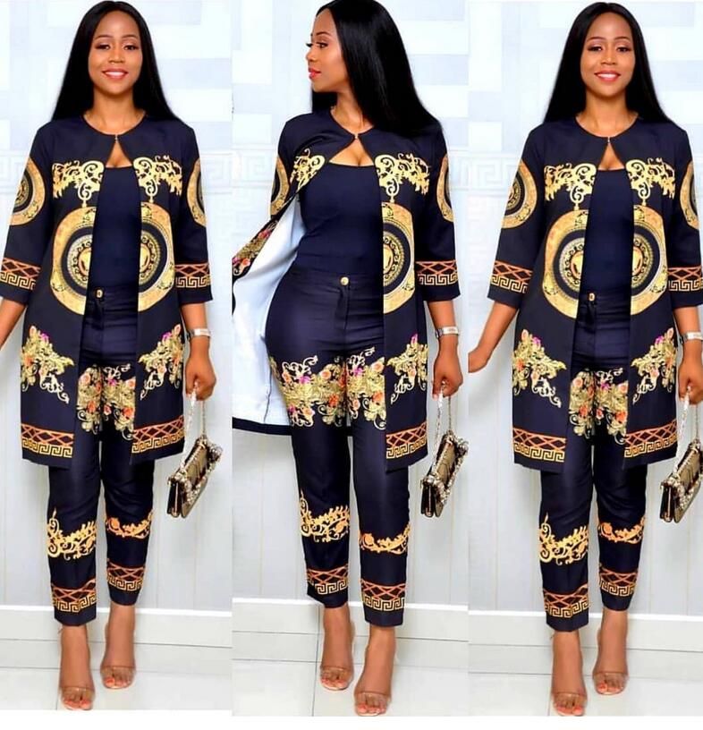 african print womens pant suit
